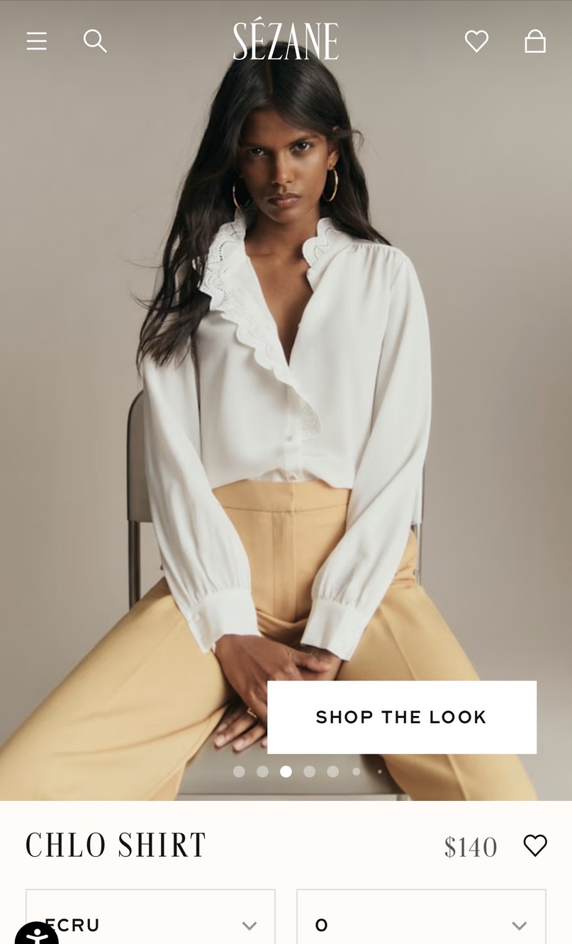 Sezane Chlo Shirt Ecru - Size 6